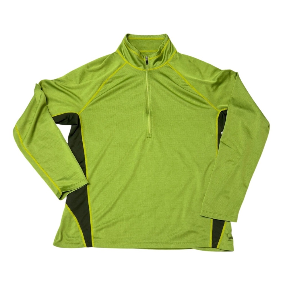 REI Polartec Grid Fleece Pullover Men XL Lime Green 1/4 Zip Hiking Outdoor Trail
